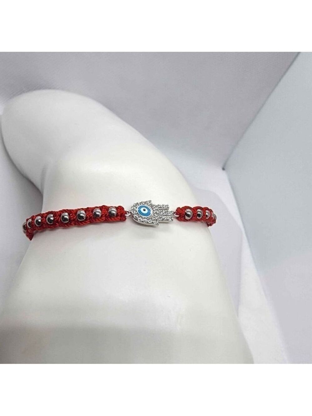 Sterling Silver 925 Hamsa Design with Red String Bracelet